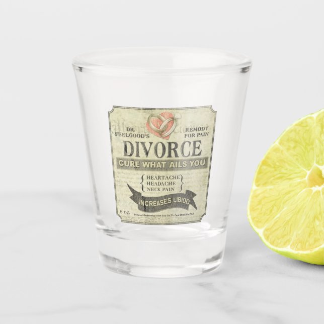Vaso de chupito de humor de divorcio (Anverso)
