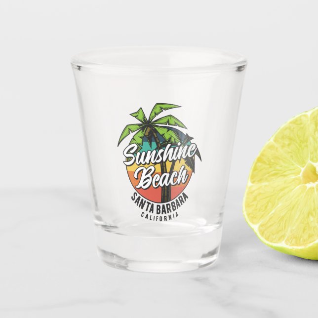 Vaso de chupito de la playa Sunshine Santa Bárbara (Anverso)