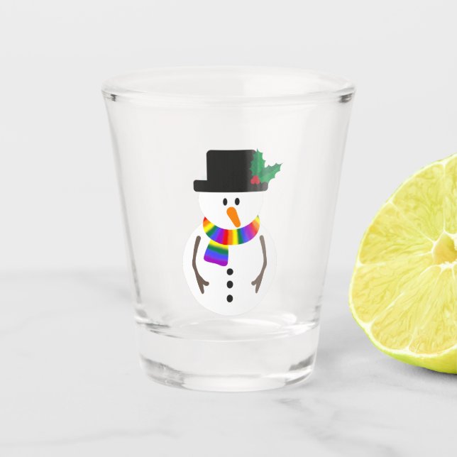 Vaso de chupito de muñeco de nieve con orgullo LGB (Anverso)