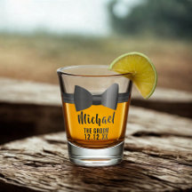 Vaso de chupito de pajarita negra para la despedid