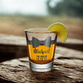 Vaso de chupito de pajarita negra para la despedid