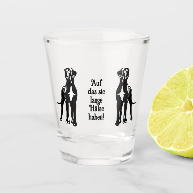 Vaso de chupito de pareja de Gran Danés (Anverso)