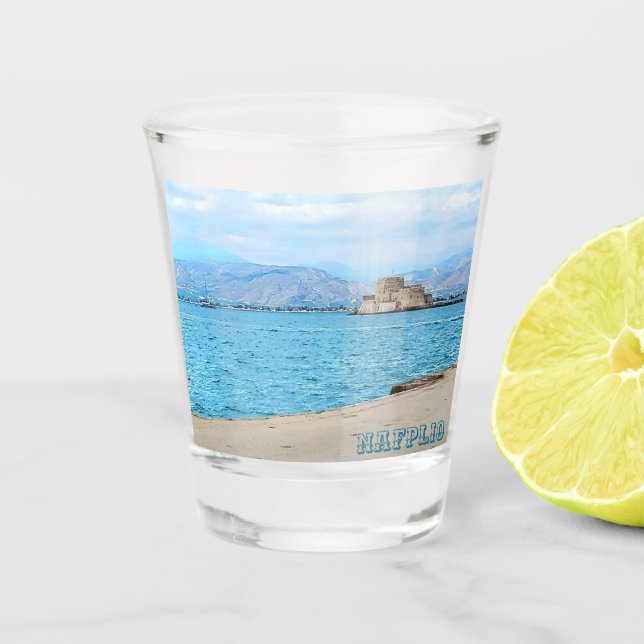 Vaso de chupito de recuerdo de Nafplio Grecia (Anverso)