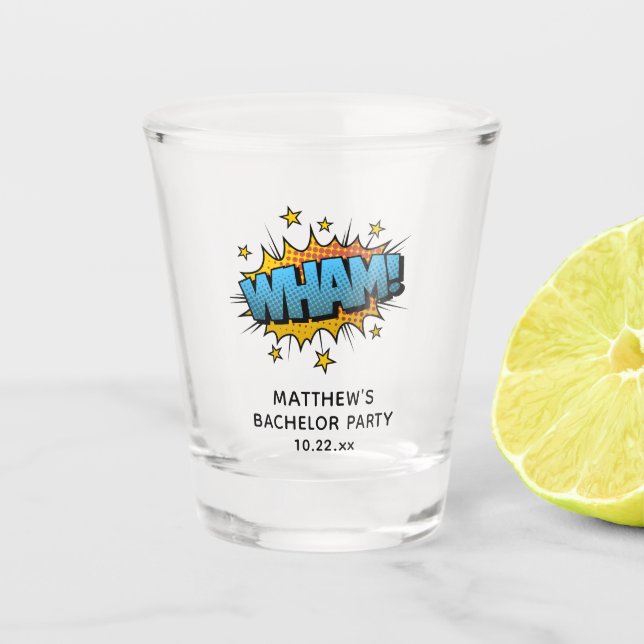 Vaso de chupito de regalo de boda Fiesta de Solter (Anverso)