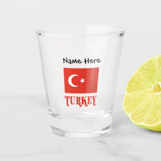 Vaso de chupito de Turquía y bandera turca con su 