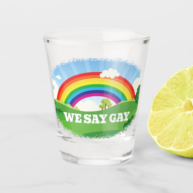Vaso De Chupito Decimos orgullo gay arcoiris (Anverso)