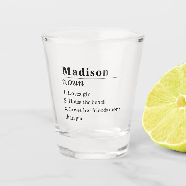 Vaso De Chupito Definición de nombre personalizado de amigo divert (Anverso)