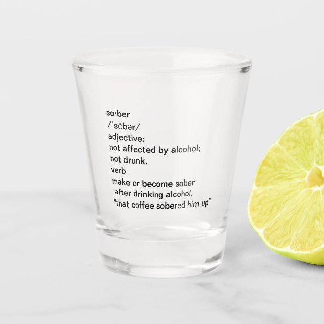 Vaso De Chupito Definición de sobrio No borracho Divertida fiesta (Anverso)