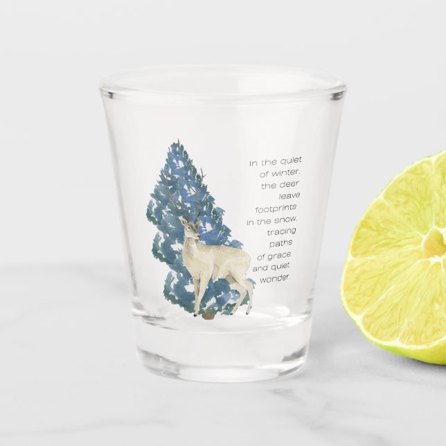 Vaso De Chupito Dejar Huellas De Venado En La Nieve (Anverso)