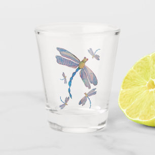 Vaso De Chupito Delicado vuelo rosa y azul de Dragonflies Mug