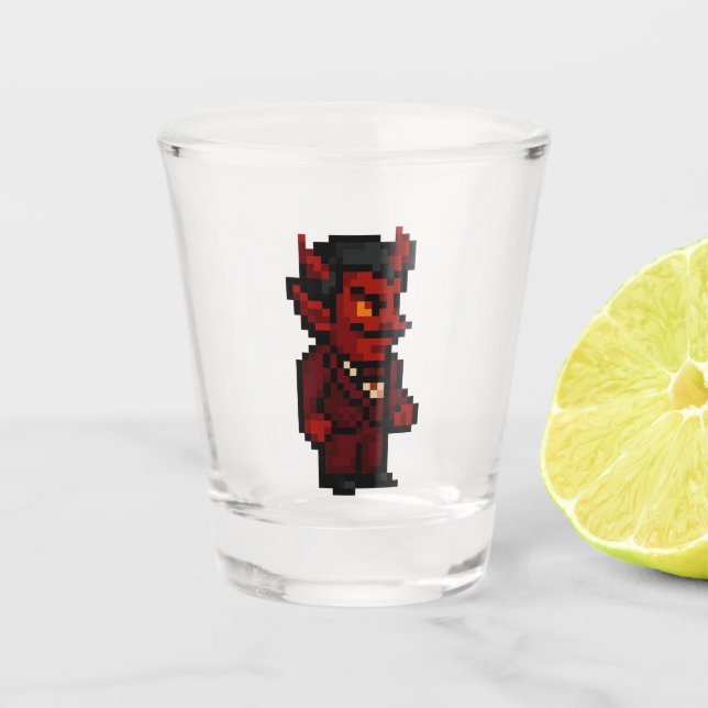 Vaso De Chupito Demonio Retro de 8 bits (Anverso)