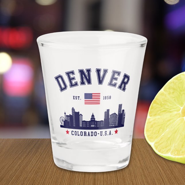 Vaso De Chupito Denver CO Skyline Souvenir Design (Subido por el creador)