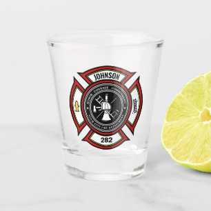 Vaso De Chupito Departamento de Bomberos ADD NOMBRE Insignia de Bo
