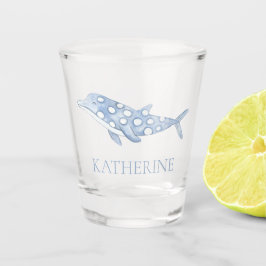 Vaso De Chupito Depósito de polka azul acuático costero delfín