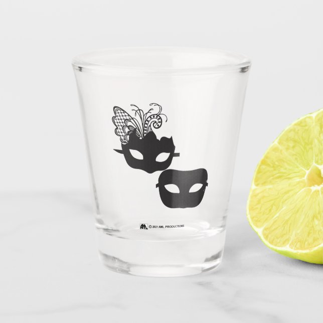 Vaso De Chupito DERRAMAR Un Par De Máscaras De Mascaradas (Anverso)