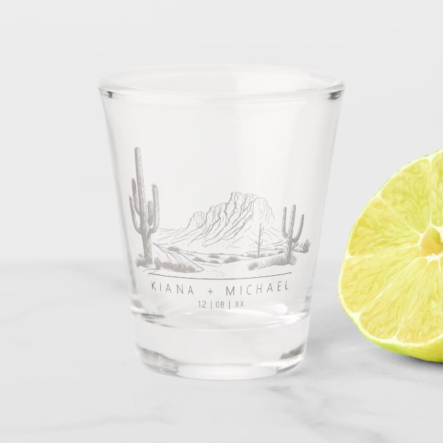 Vaso De Chupito Desert Vibes Boda Paisaje Gris cálido ID1019 (Anverso)