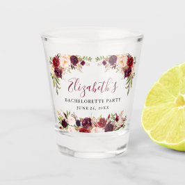 Vaso De Chupito Despedida de soltera Burgundy Floral Acuarela