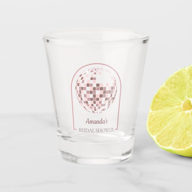 Vaso De Chupito Despedida de soltera con boogie disco rosa (Anverso)