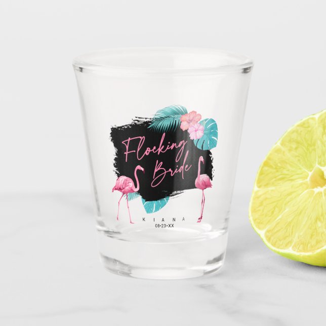 Vaso De Chupito Despedida de soltera Flamingo Flock Novia ID930 (Anverso)