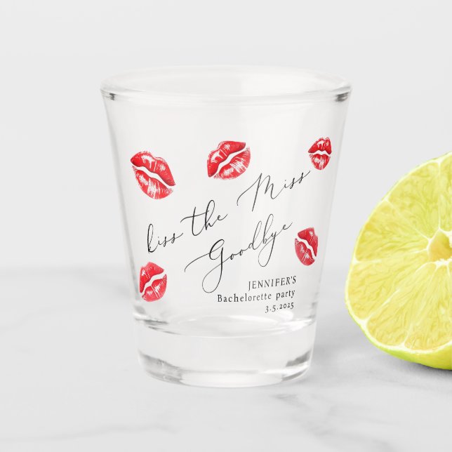 Vaso De Chupito Despedida de soltera Kiss the Miss Goodbye (Anverso)
