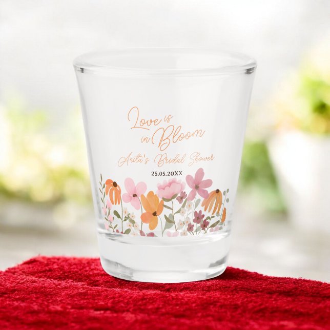 Vaso De Chupito Despedida de soltera linda boho prado florecilla s (Cute boho meadow little wildflower bridal shower shot glass)