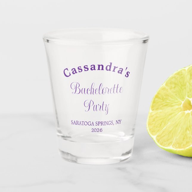 Vaso De Chupito Despedida de soltera retro moderna púrpura elegant (Anverso)