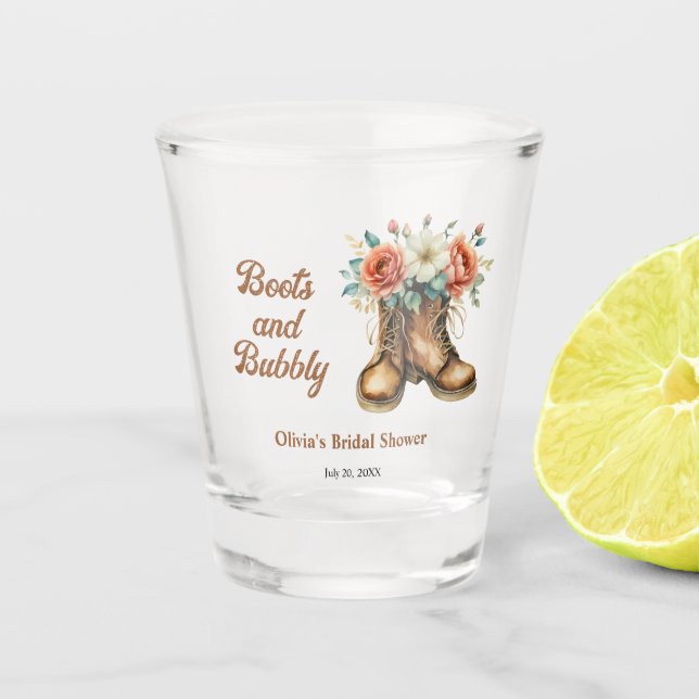 Vaso De Chupito Despedida de Soltera Rústica Occidental Botas y Bu (Anverso)