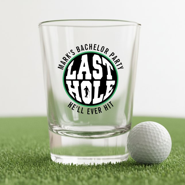 Vaso De Chupito Despedida de Soltero de Golf Último Hoyo que Golpe (Golf Bachelor Party Last Hole He'll Ever Hit Black Shot Glass
)