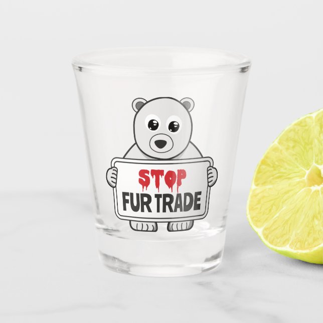 Vaso De Chupito Detener el comercio de pieles con un oso polar tri (Anverso)