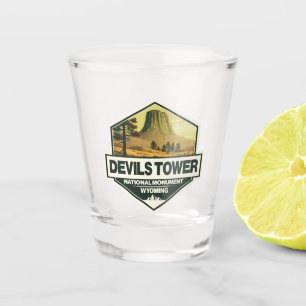 Vaso De Chupito Devils Tower Monumento Nacional Viaje Arte Vintage