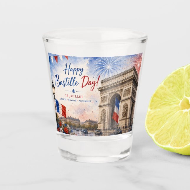 Vaso De Chupito Día de la Bastilla Arco del triunfo París Francia  (Anverso)