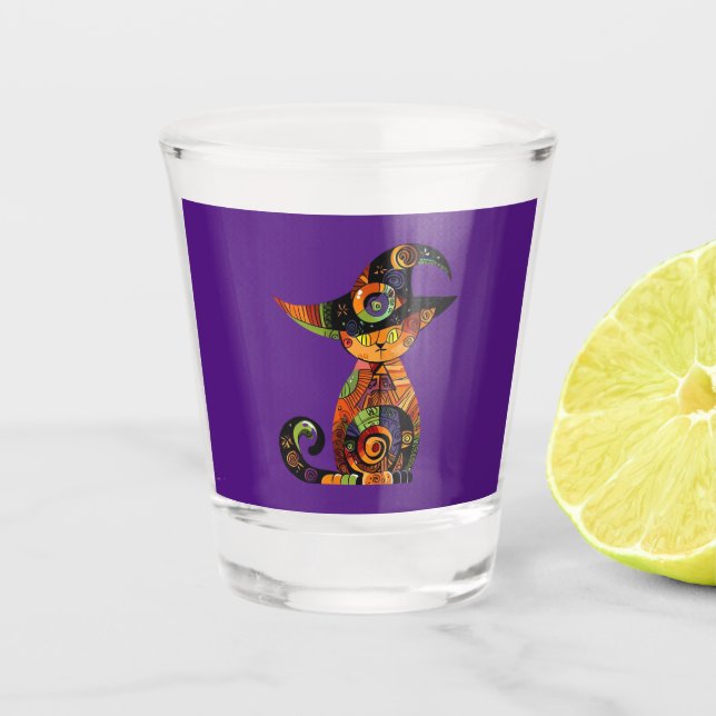 Vaso De Chupito Día de las Brujas/místico/gato/otoño (Anverso)