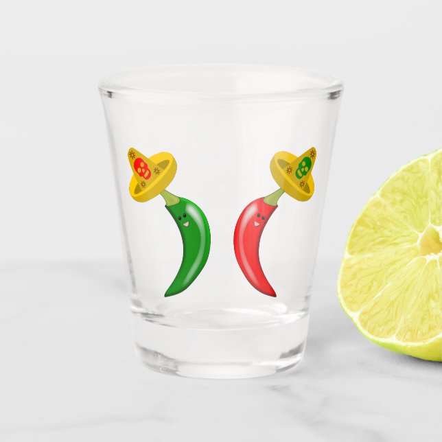 Vaso De Chupito Día de los Muertos Chilis Mexicanos (Anverso)