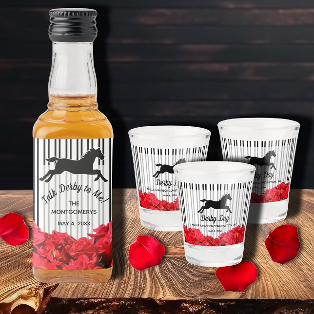 Vaso De Chupito Día de Racehorse y Rosas Derby (Shot glasses and liquor bottle labels sold separately in our collection.)