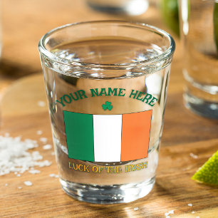 Vaso De Chupito Día de San Patricio Bandera de Irlanda Nombre Pers