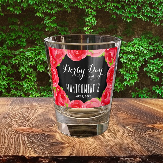 Vaso De Chupito Día del derby de Roses Rojos Rojos (Red Roses Derby party shot glasses - great to serve at your party and/or give as party favors.)