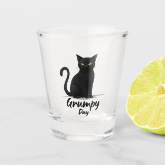 Vaso De Chupito Día gruñón con gato negro