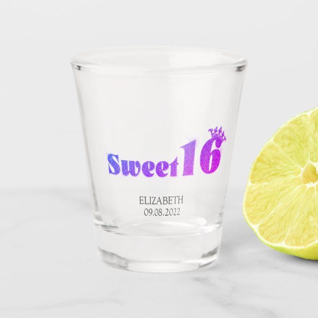 Vaso De Chupito Diadema de brillo chic Sweet 16 (Anverso)