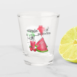 Vaso De Chupito Dibujo acuarela de sandía y fresas