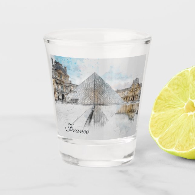 Vaso De Chupito Dibujo acuarela del Louvre París, Francia (Anverso)