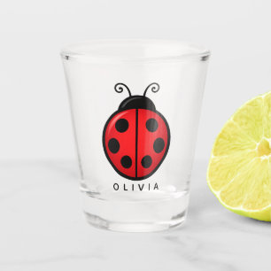 Vaso De Chupito Dibujo Artístico de Mariquita Roja con Nombre Pers