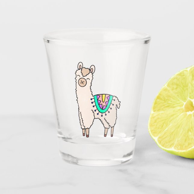 Vaso De Chupito dibujo de animales personalizados de llama feliz s (Anverso)