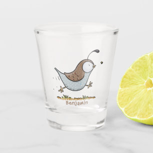 Vaso De Chupito Dibujo de codorniz californiana linda y feliz esti