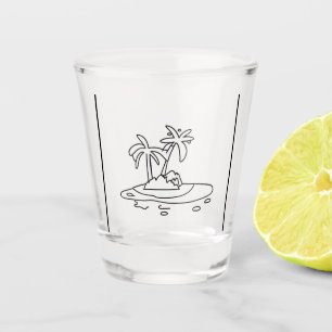 Vaso De Chupito Dibujo de línea de vidrio de Isla del Paraíso