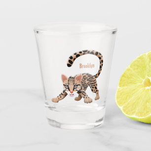 Vaso De Chupito Dibujo de ocelote lindo en estilo caricatura
