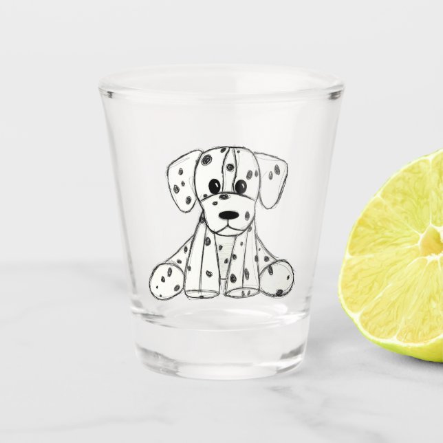 Vaso De Chupito Dibujo de perros rellenos dálmatas esquema simple  (Anverso)