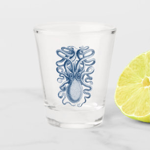 Vaso De Chupito Dibujo gráfico de pulpo azul