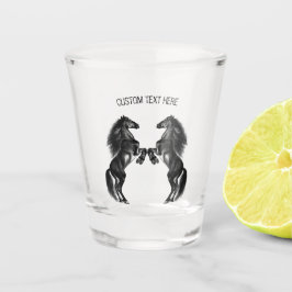 Vaso De Chupito Dibujo vertical de caballos salvajes negros - Añad