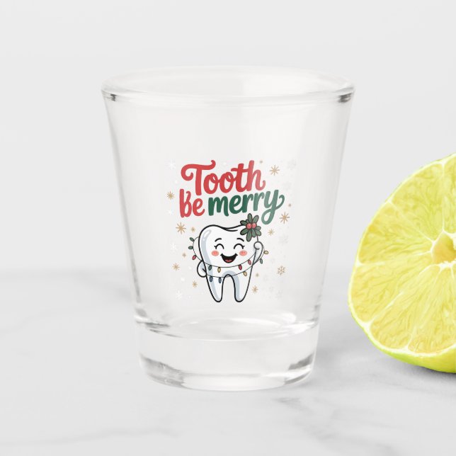 Vaso De Chupito Diente Sean Merry Funny Dental Dentist Navidades (Anverso)
