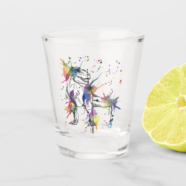 Vaso De Chupito Dinosaurio arcoiris Tyrannosauro  (Anverso)